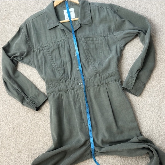 Abercrombie & Fitch Petite Utility Jumpsuit Military Green Cotton Long Sleeve - Picture 12 of 16